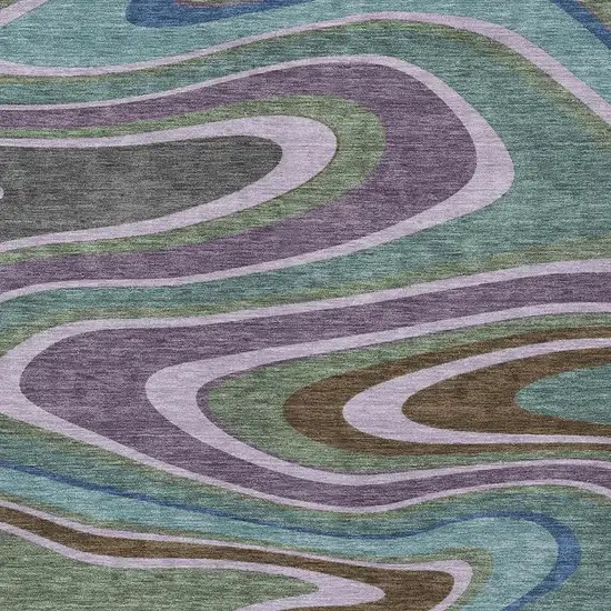 Purple And Plum Abstract Washable Indoor Outdoor Area Rug Photo 3