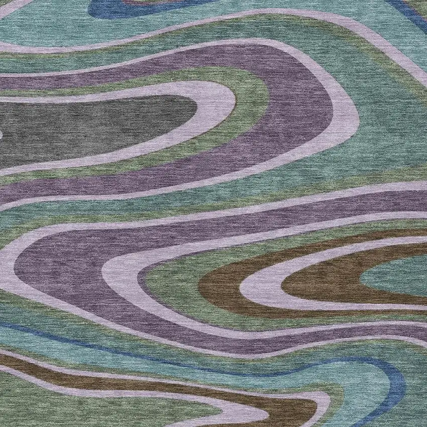 Purple And Plum Abstract Washable Indoor Outdoor Area Rug Photo 3