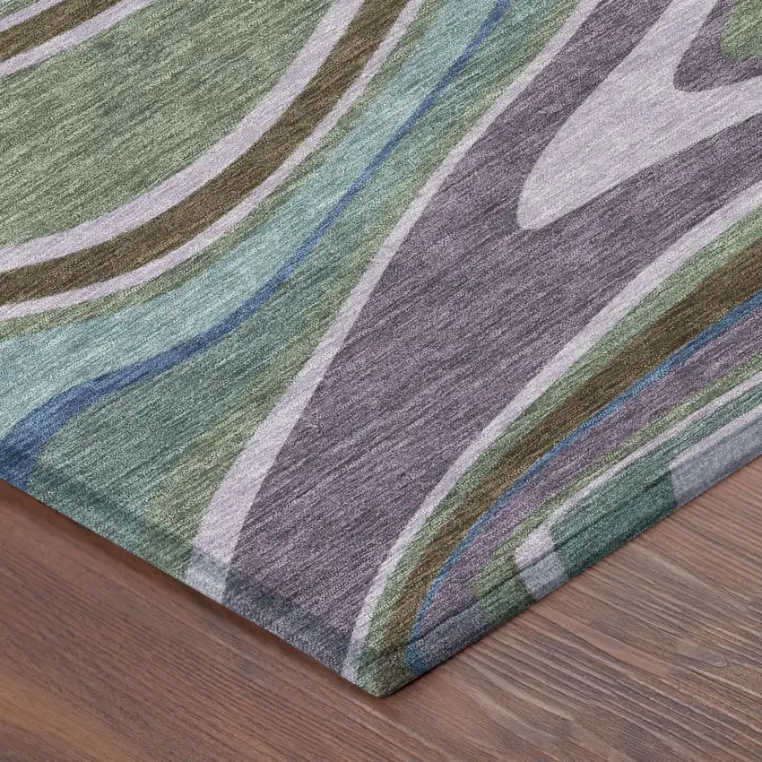 Purple And Plum Abstract Washable Indoor Outdoor Area Rug Photo 5