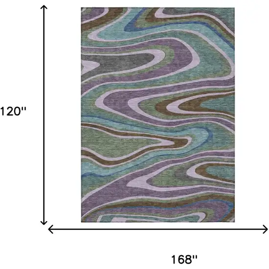 Purple And Plum Abstract Washable Indoor Outdoor Area Rug Photo 7