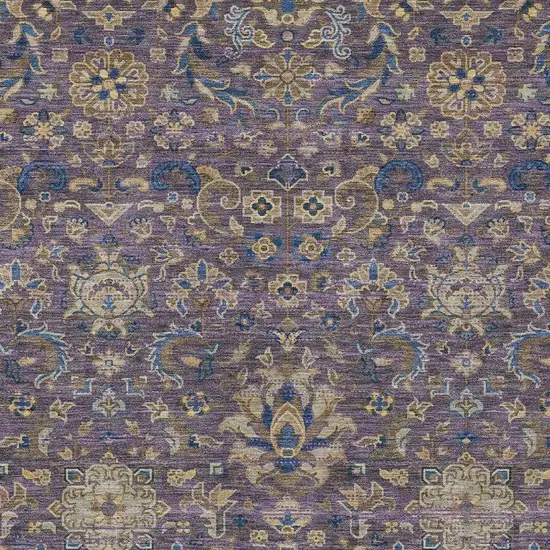 Purple And Plum Floral Medallion Washable Indoor Outdoor Area Rug Photo 3