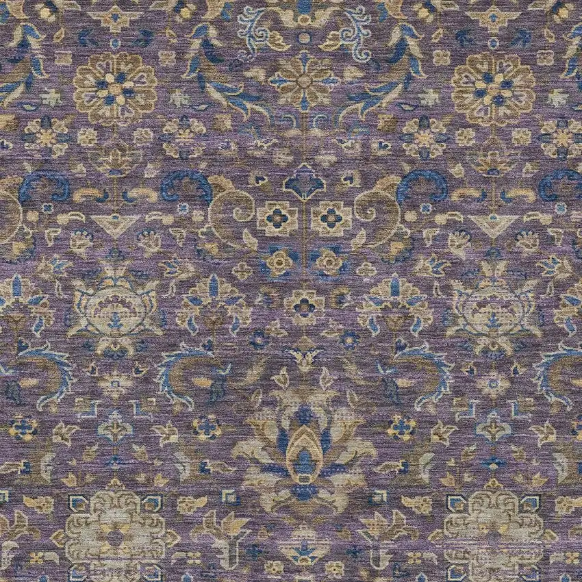 Purple And Plum Floral Medallion Washable Indoor Outdoor Area Rug Photo 3