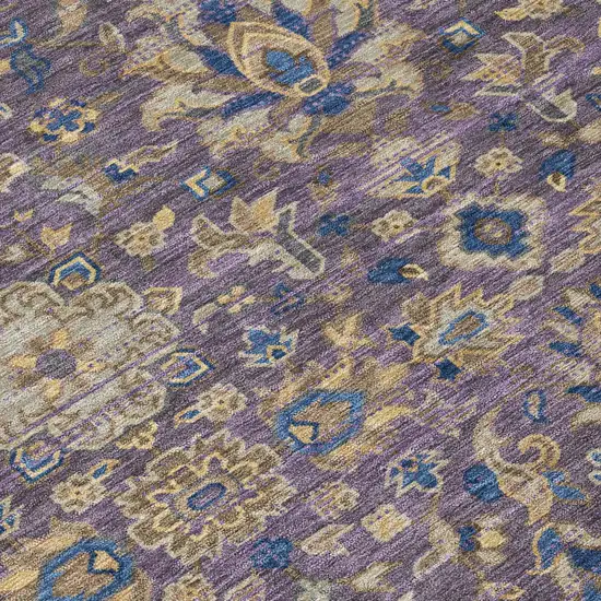 Purple And Plum Floral Medallion Washable Indoor Outdoor Area Rug Photo 6