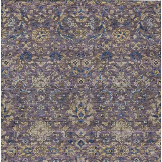 Purple And Plum Floral Medallion Washable Indoor Outdoor Area Rug Photo 4