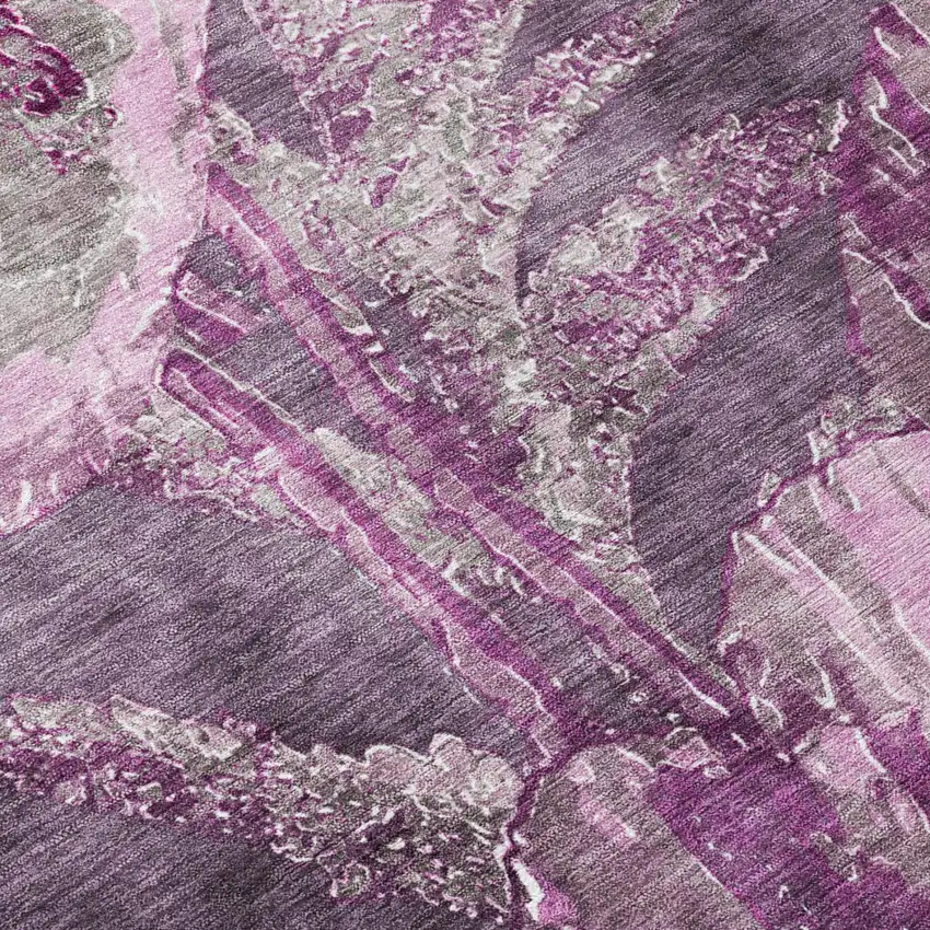 Purple And Plum Floral Washable Indoor Outdoor Area Rug Photo 4