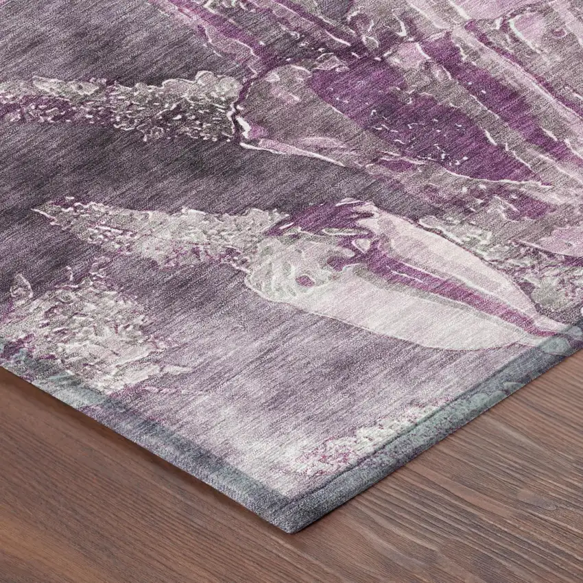 Purple And Plum Floral Washable Indoor Outdoor Area Rug Photo 3