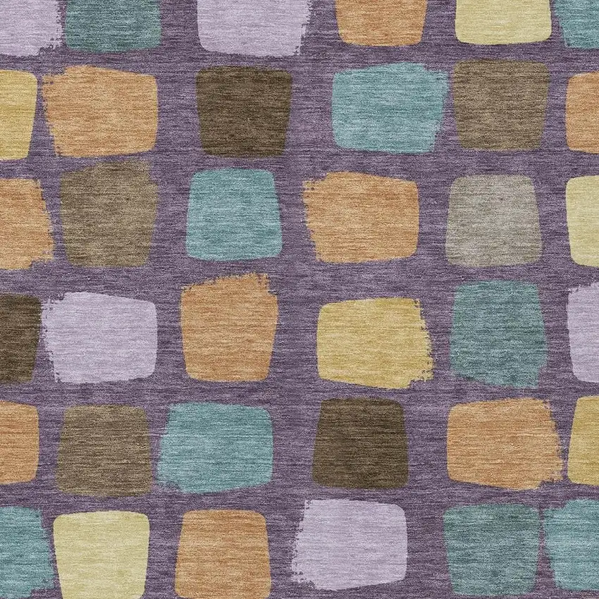 Purple And Plum Geometric Washable Indoor Outdoor Area Rug Photo 3