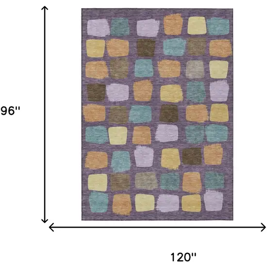 Purple And Plum Geometric Washable Indoor Outdoor Area Rug Photo 7
