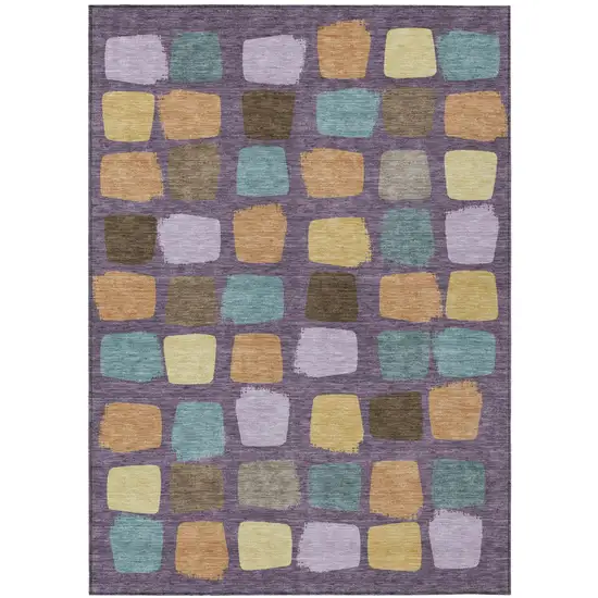 Purple And Plum Geometric Washable Indoor Outdoor Area Rug Photo 2