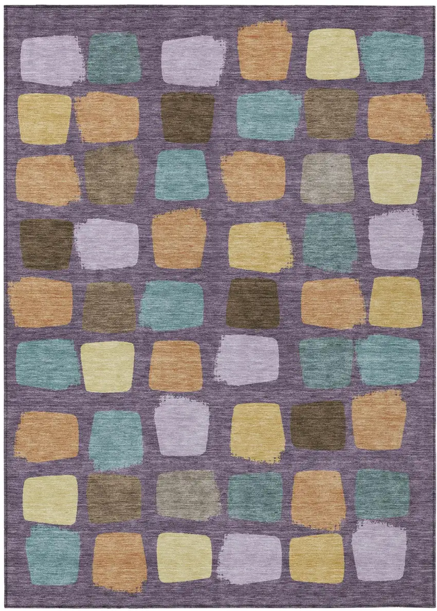 Purple And Plum Geometric Washable Indoor Outdoor Area Rug Photo 2