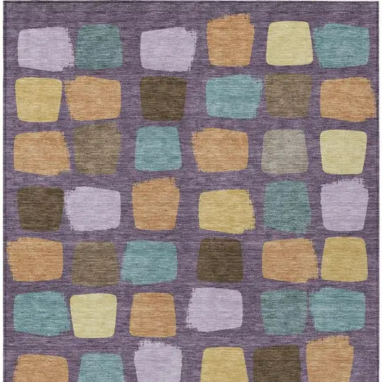 Purple And Plum Geometric Washable Indoor Outdoor Area Rug Photo 4