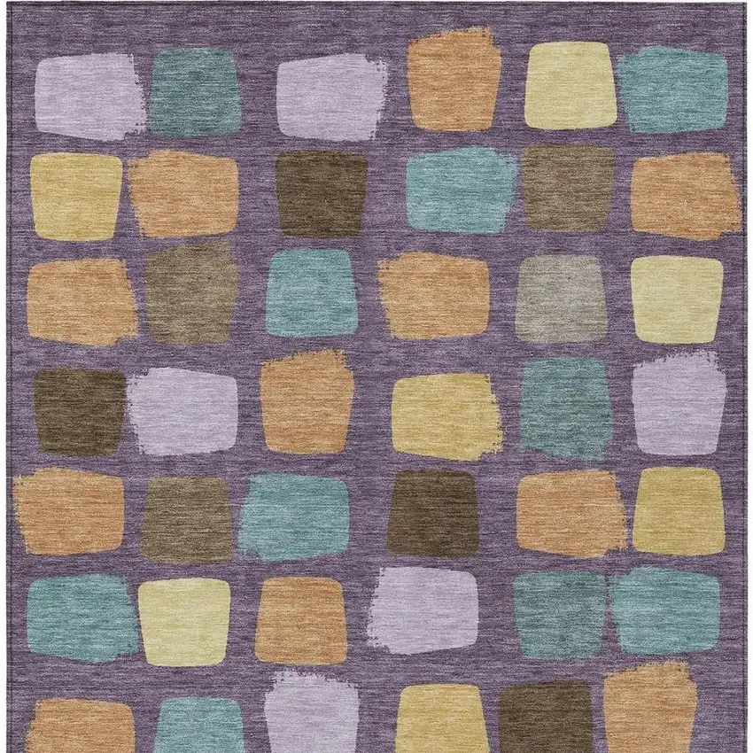 Purple And Plum Geometric Washable Indoor Outdoor Area Rug Photo 4
