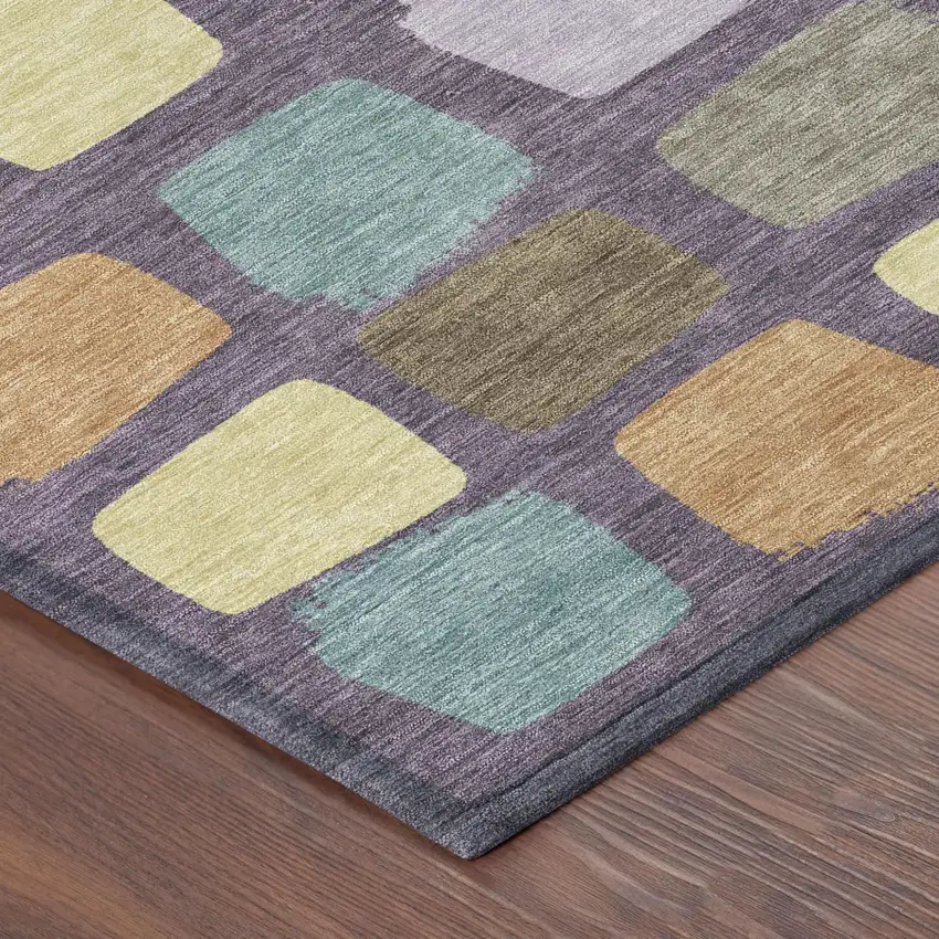 Purple And Plum Geometric Washable Indoor Outdoor Area Rug Photo 5