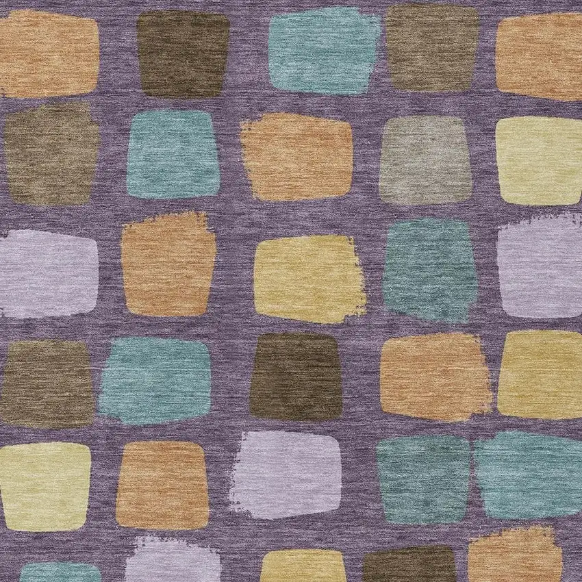 Purple And Plum Geometric Washable Indoor Outdoor Area Rug Photo 3