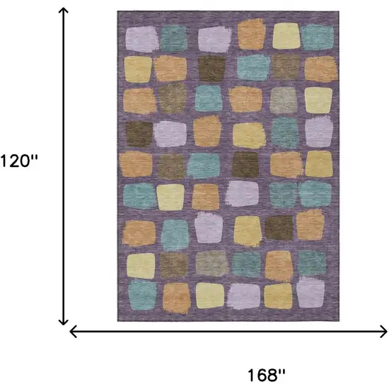 Purple And Plum Geometric Washable Indoor Outdoor Area Rug Photo 7