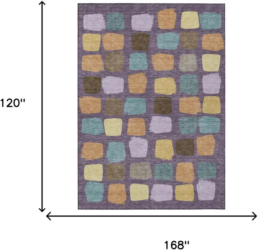 Purple And Plum Geometric Washable Indoor Outdoor Area Rug Photo 7