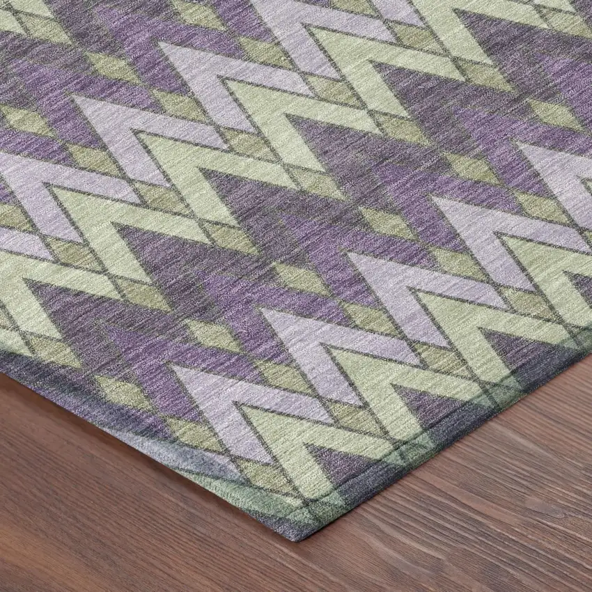 Purple And Plum Geometric Washable Indoor Outdoor Area Rug Photo 5