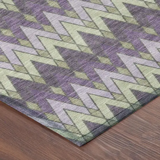 Purple And Plum Geometric Washable Indoor Outdoor Area Rug Photo 5