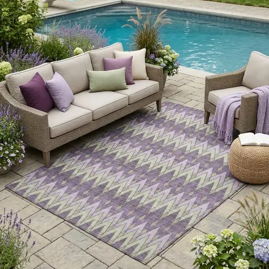 Purple And Plum Geometric Washable Indoor Outdoor Area Rug Photo 1