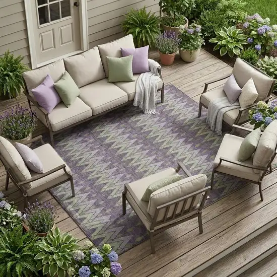 Purple And Plum Geometric Washable Indoor Outdoor Area Rug Photo 1