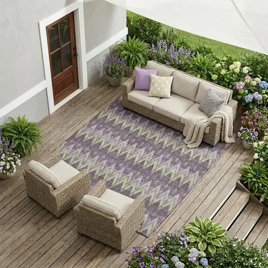 Purple And Plum Geometric Washable Indoor Outdoor Area Rug Photo 1