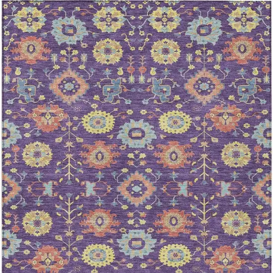 Purple And Plum Geometric Washable Indoor Outdoor Area Rug Photo 3