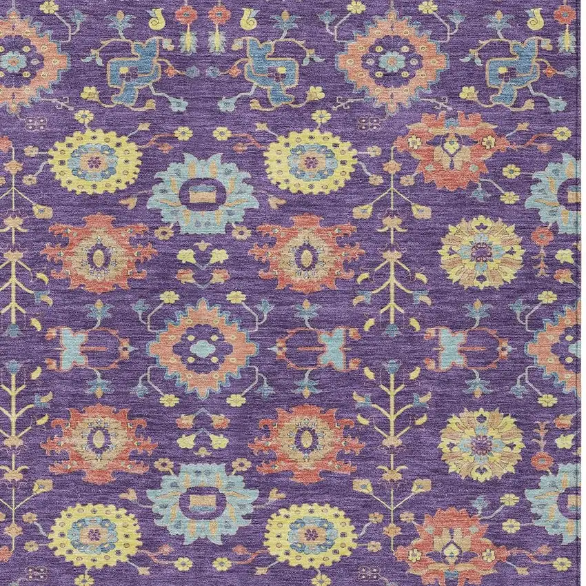 Purple And Plum Geometric Washable Indoor Outdoor Area Rug Photo 2