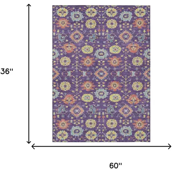 Purple And Plum Geometric Washable Indoor Outdoor Area Rug Photo 6
