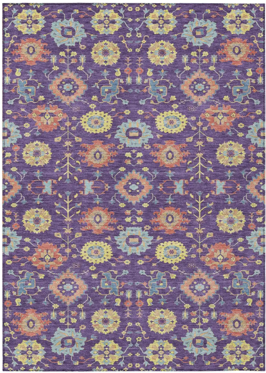 Purple And Plum Geometric Washable Indoor Outdoor Area Rug Photo 1
