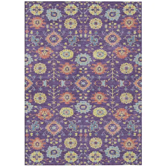 Purple And Plum Geometric Washable Indoor Outdoor Area Rug Photo 1