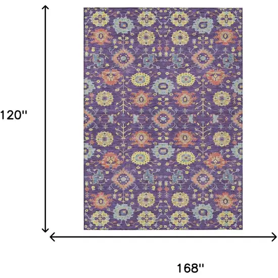 Purple And Plum Geometric Washable Indoor Outdoor Area Rug Photo 6