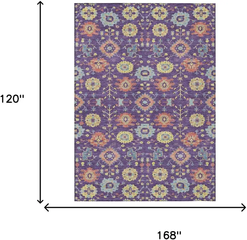 Purple And Plum Geometric Washable Indoor Outdoor Area Rug Photo 6