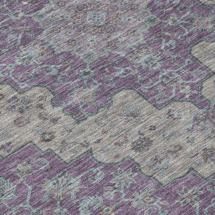 Purple And Plum Medallion Washable Indoor Outdoor Area Rug Photo 6