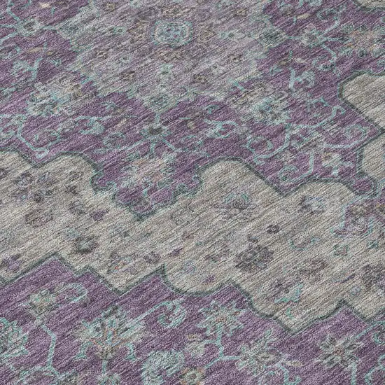 Purple And Plum Medallion Washable Indoor Outdoor Area Rug Photo 6