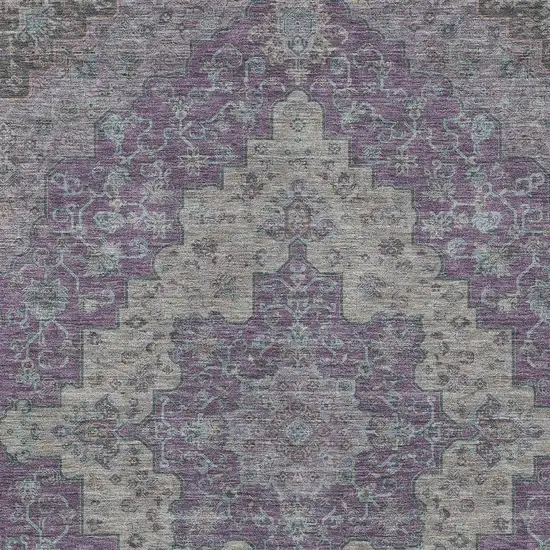 Purple And Plum Medallion Washable Indoor Outdoor Area Rug Photo 3