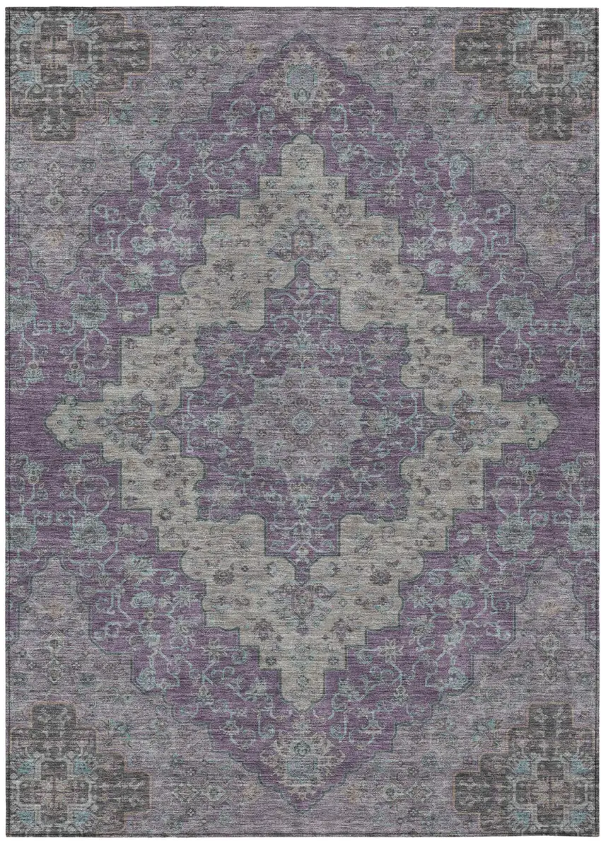 Purple And Plum Medallion Washable Indoor Outdoor Area Rug Photo 2