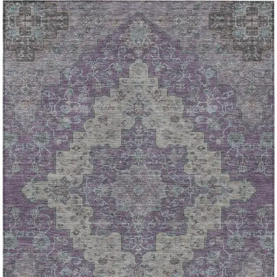 Purple And Plum Medallion Washable Indoor Outdoor Area Rug Photo 4