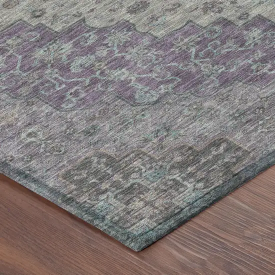 Purple And Plum Medallion Washable Indoor Outdoor Area Rug Photo 5