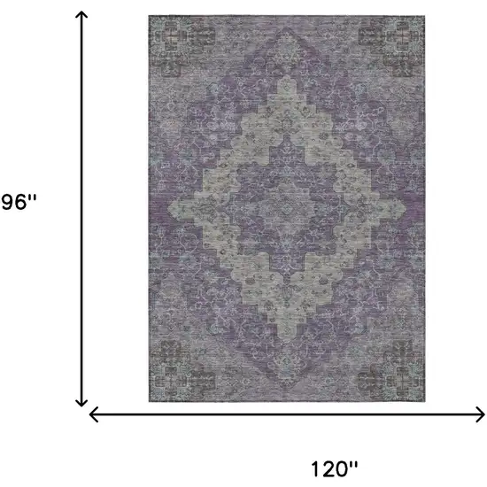 Purple And Plum Medallion Washable Indoor Outdoor Area Rug Photo 7