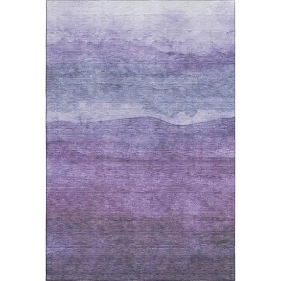 Purple And Plum Striped Washable Area Rug With UV Protection Photo 1