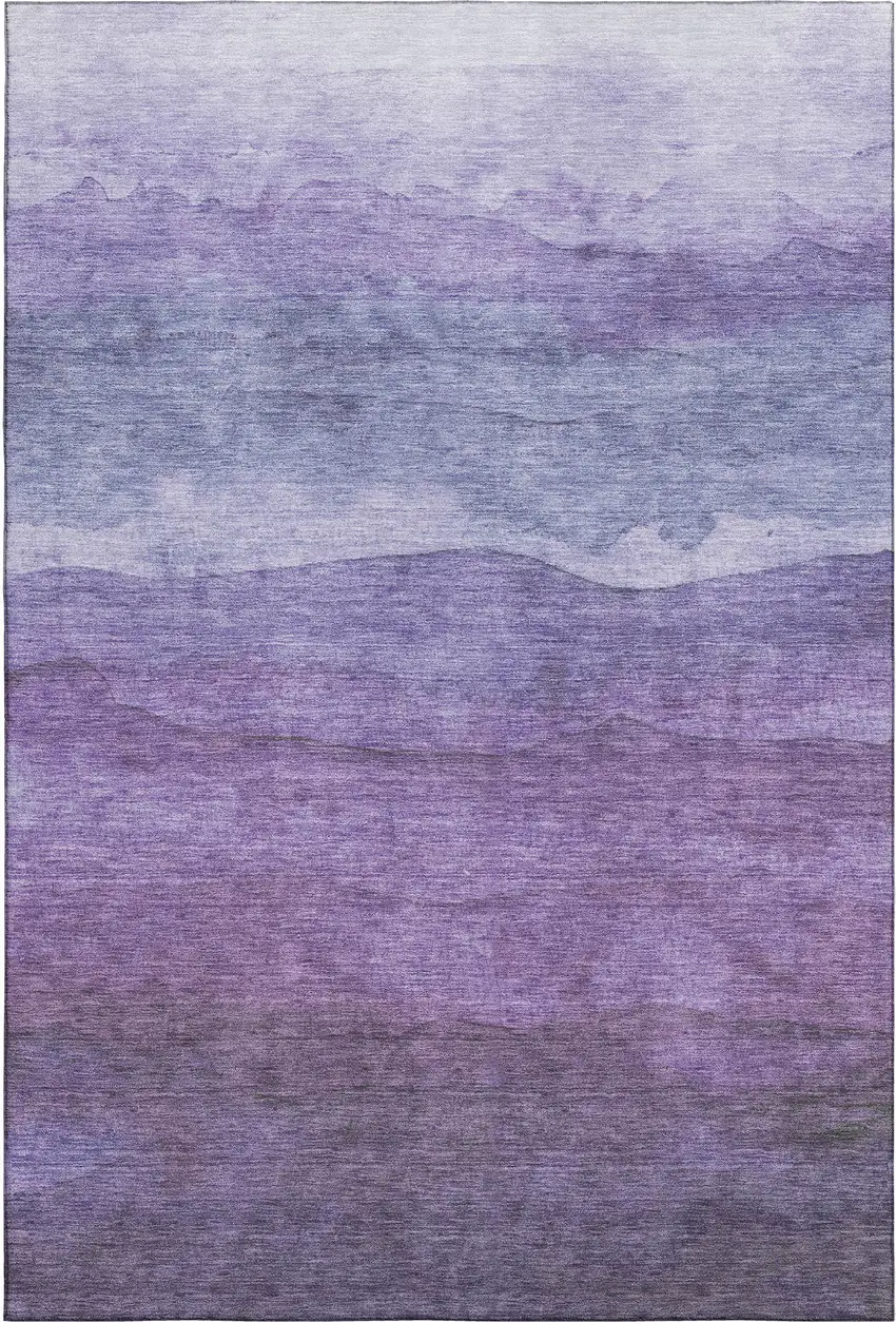 Purple And Plum Striped Washable Area Rug With UV Protection Photo 1