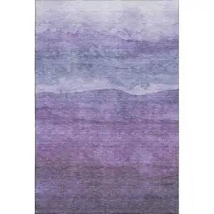 Photo of Purple And Plum Striped Washable Area Rug With UV Protection