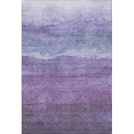 Purple And Plum Striped Washable Area Rug With UV Protection Photo 3