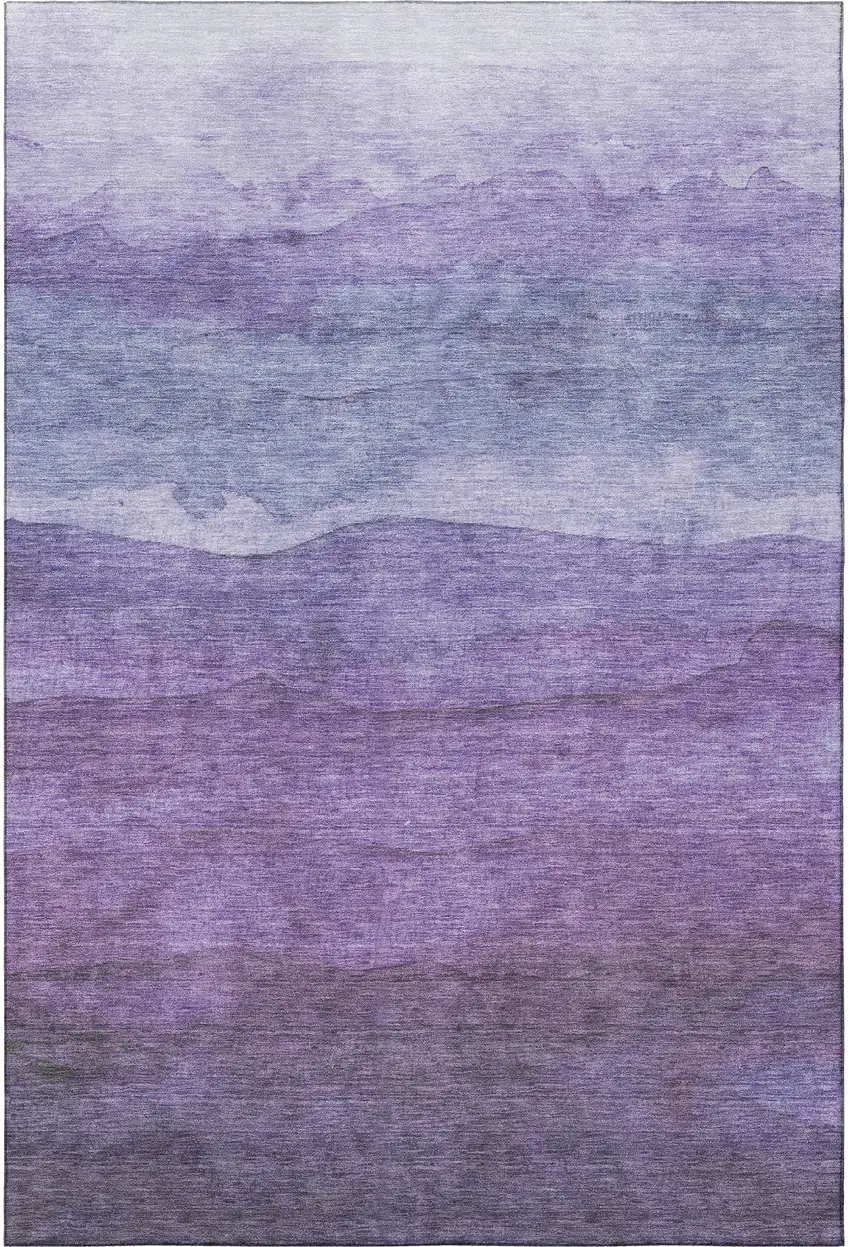 Purple And Plum Striped Washable Area Rug With UV Protection Photo 3
