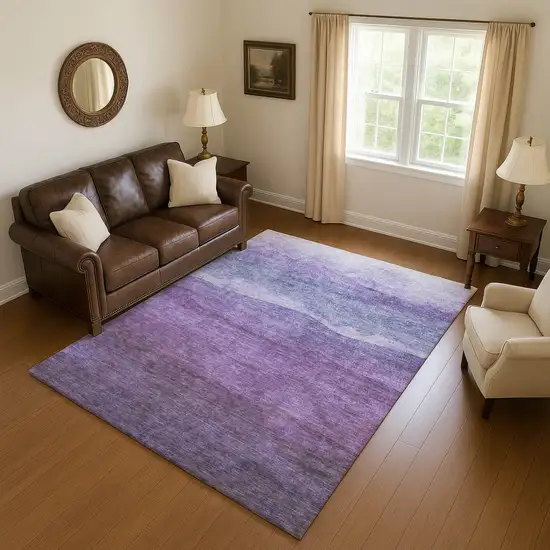 Purple And Plum Striped Washable Area Rug With UV Protection Photo 4