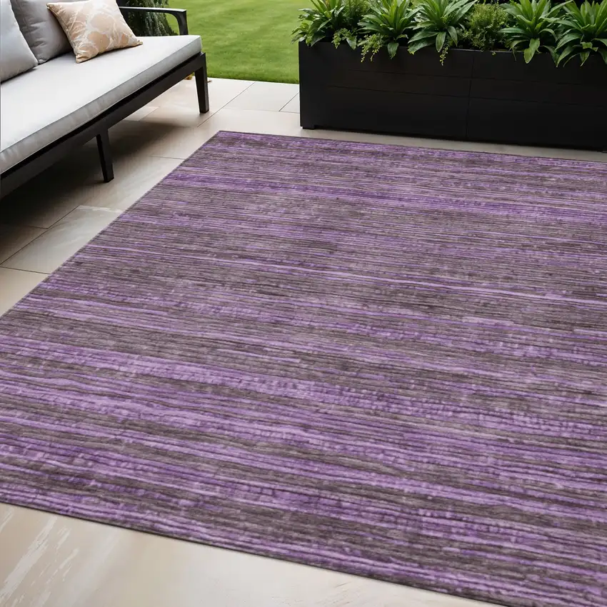 Purple And Plum Striped Washable Indoor Outdoor Area Rug Photo 2