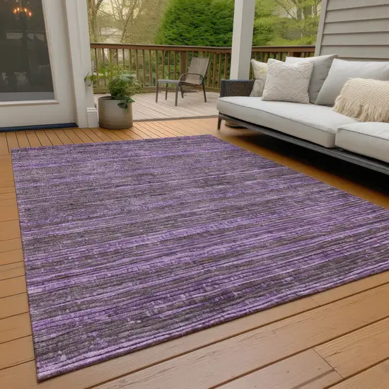 Purple And Plum Striped Washable Indoor Outdoor Area Rug Photo 9