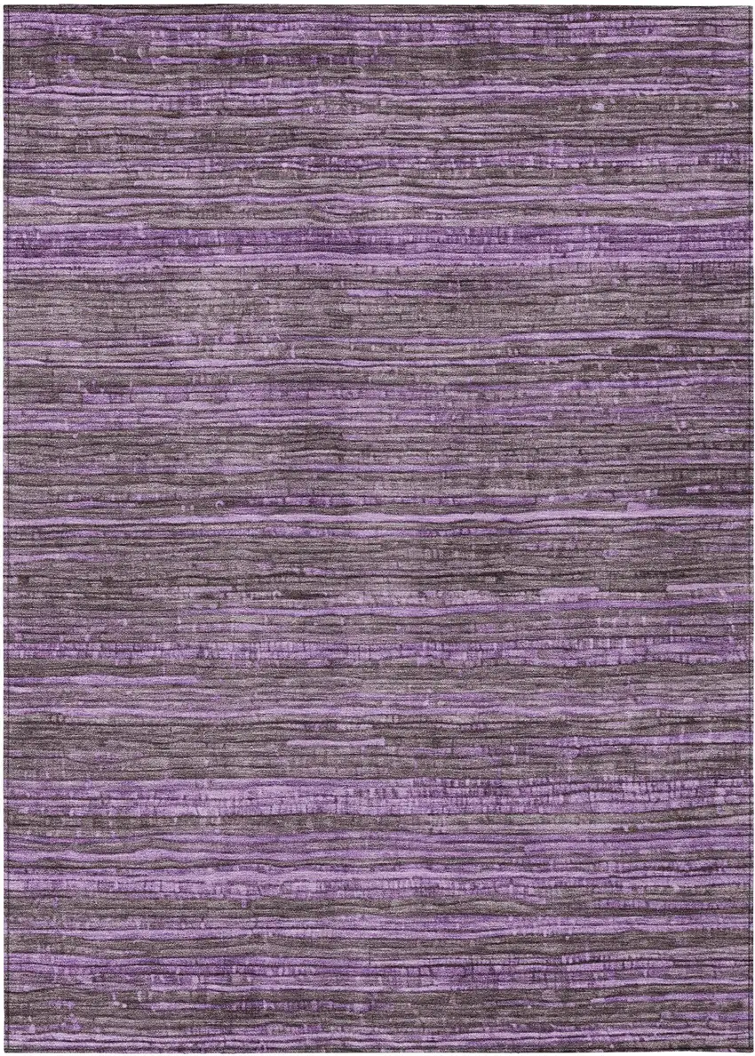 Purple And Plum Striped Washable Indoor Outdoor Area Rug Photo 1