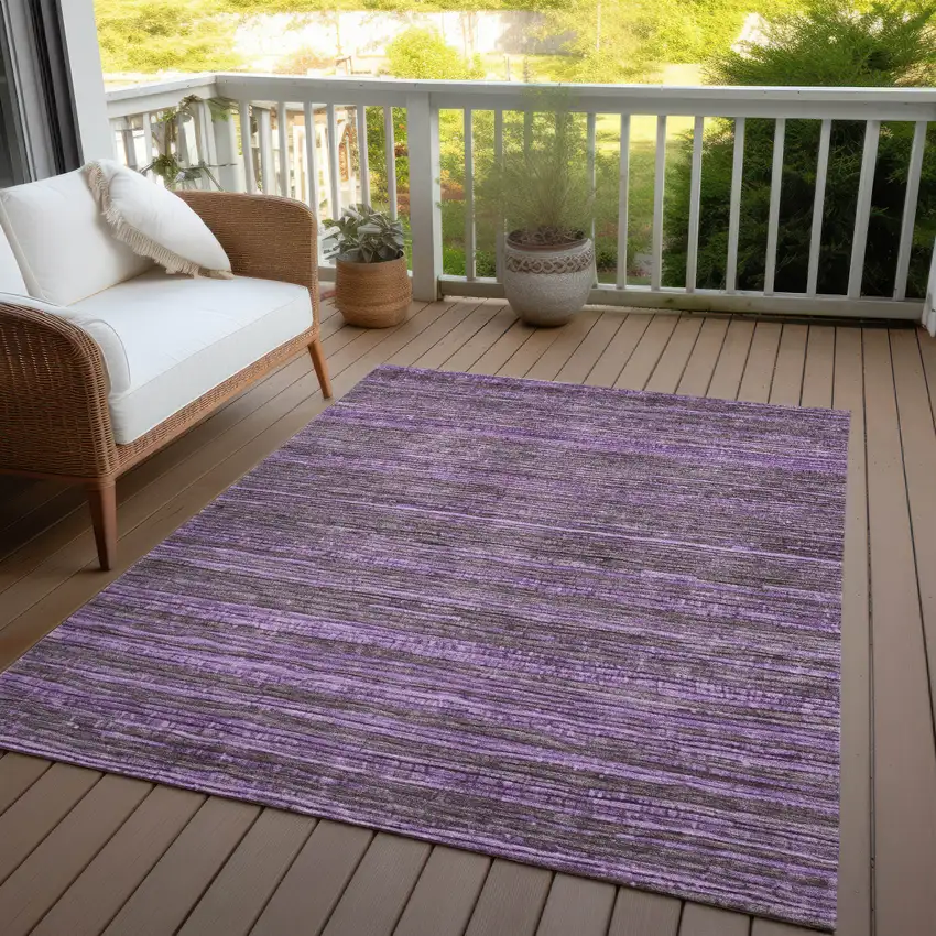 Purple And Plum Striped Washable Indoor Outdoor Area Rug Photo 6