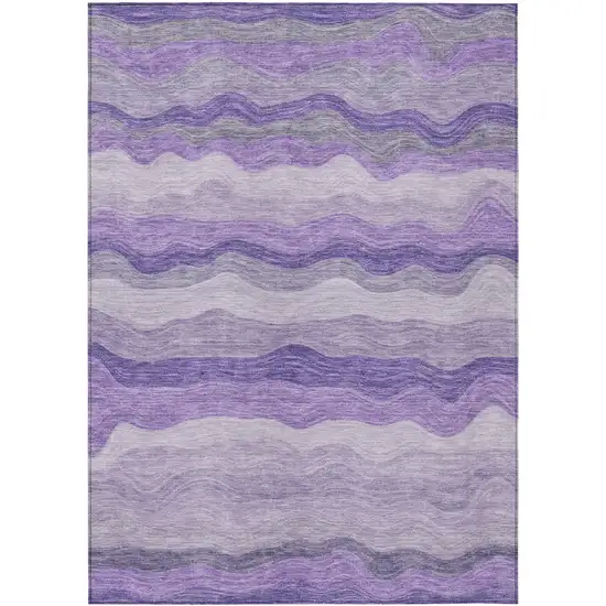 Purple And Plum Striped Washable Indoor Outdoor Area Rug Photo 7